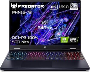 Acer Predator Helios 16 PHN16-72-94FH, Ordinateur Portable Gaming 16" WQXGA IPS 240Hz, PC Portable Gamer (Intel Core i9-14900HX, RAM 32Go, 1024 Go SSD, NVIDIA GeForce RTX 4070,...