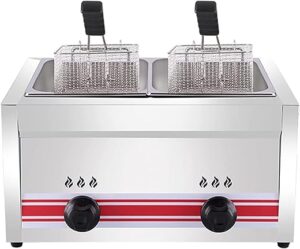CGLYYDS Friteuse à gaz Professionnelle GPL, friteuse Commerciale en Acier Inoxydable avec paniers et couvercles de friteuse, pour la Cuisine à Domicile de Restaurant...