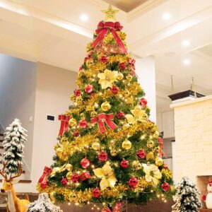 Décoration saisonnière des fêtes, Sapin de Noël Artificiel à charnière, Magnifique pin de Noël crypté avec Support Pliable en métal-C 300 cm (10 Pieds)