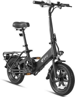 DYU Vélo Électrique, 14" Vélo Électrique Pliable, Mini Ebike avec Pedal Assist, 36V 7,5Ah Batterie, Réglable en Hauteur, Veilleuses, Hauteur Réglable, Frein à Double Disque,...