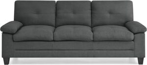 Mobilier-Deco William - Canapé 3 Places en Tissu Gris foncé