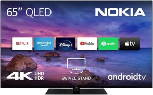 Nokia 65 Pouces (164 cm) QLED 4K UHD Téléviseur - Smart Android TV (WLAN, HDR, Triple Tuner DVB-C/S2/T2, Netflix, Youtube, Prime Video, Disney+) - QN65GV315ISW - 2023
