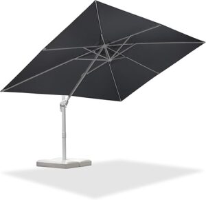 PURPLE LEAF Parasol Déporté 2,7 × 3,5 m Rectangulaire Poteau Blanc avec Manivelle, Parasol de Jardin Extérieur Inclinable en Aluminium avec Protection UV et Rotation à 360°,...