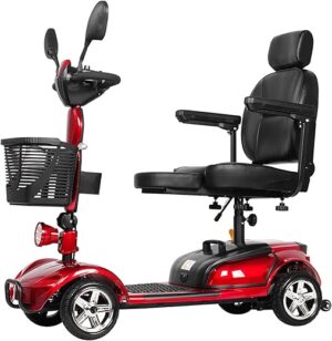 Scooter de mobilité motorisé, fauteuil roulant électrique mobile à 4 roues, scooter de voyage pliable 350 W 15 kg/330 lb poids maximum pour les personnes âgées adultes